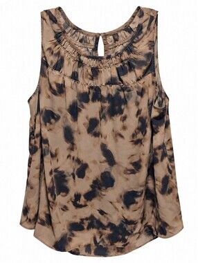 Simply Vera Vera Wang Sleeveless Blouse Top XXL Brown Black Abstract Print